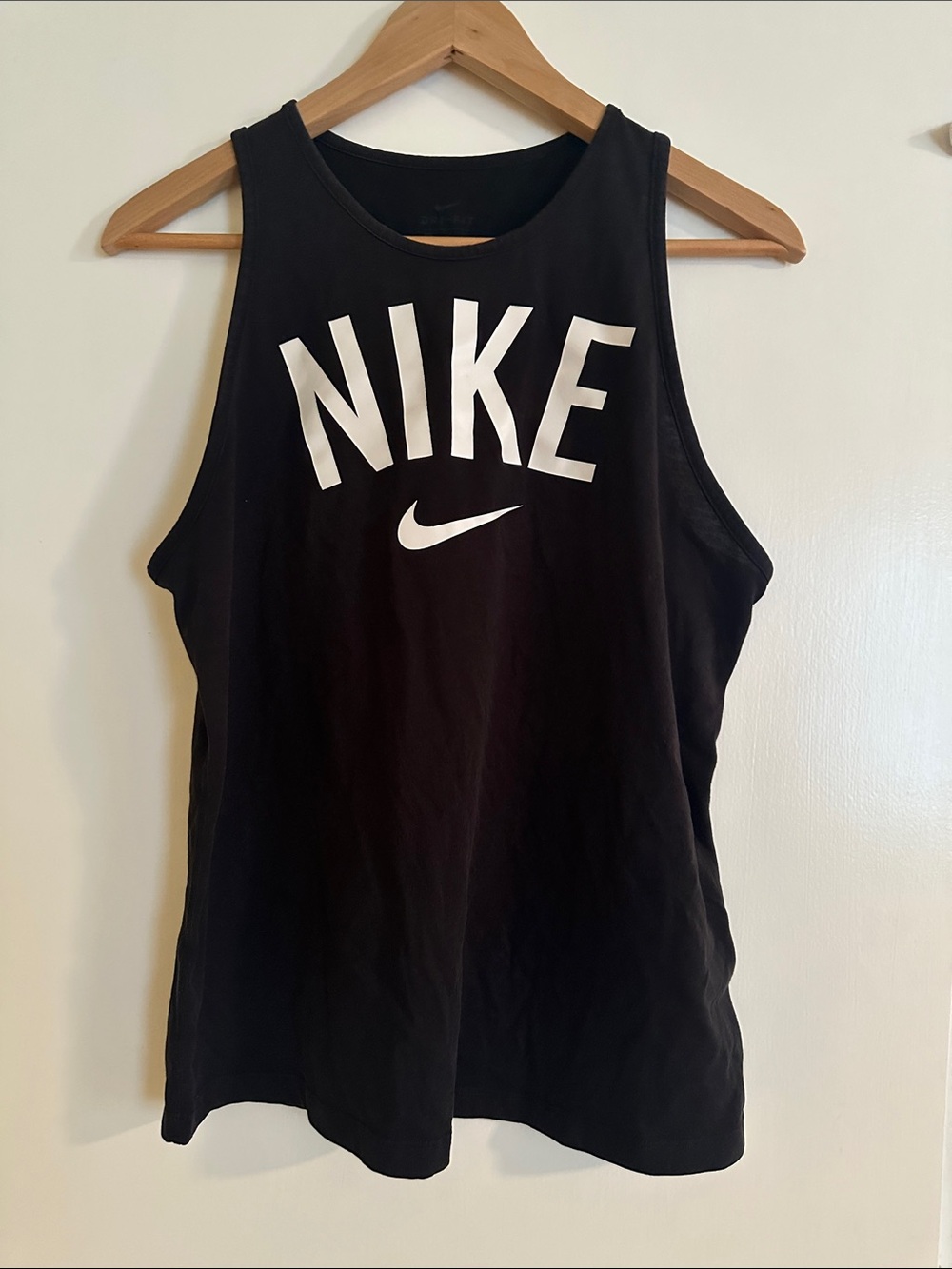 Nike Black Muscle Tank with White Logo